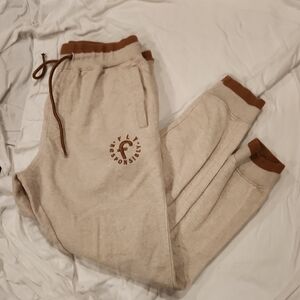 Beige Joggers with Brown Accents